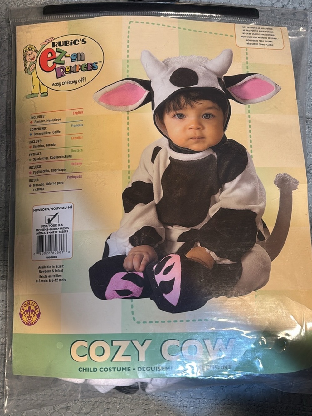 Rubie's Cozy Cow Kids Costume - Black, White & Pink